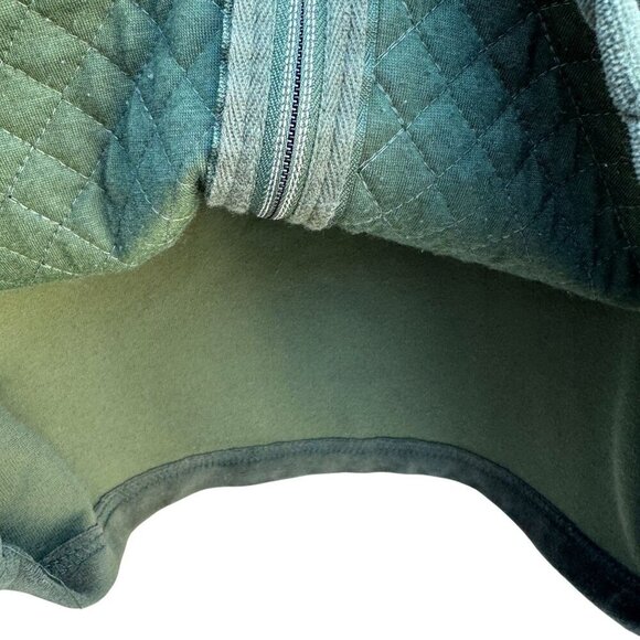 Onque Casual Vintage Womens Green Quilted Front Velour High Collar Zip Jacket M - Picture 9 of 9